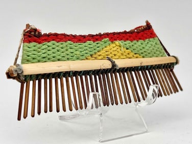 Antique Amazonian Gurupi River Region Bamboo And Woven Yarn Comb