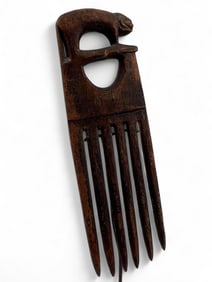 Baule, Ivory Coast, Comb With Zoomorphic Crest