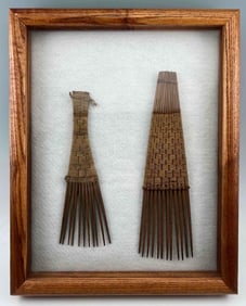 Two African Woven Hair Combs