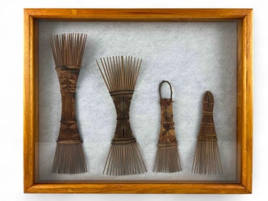 Four African Hair Combs, Mangbetu Or Tutsi
