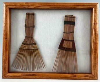 Two African Wire Decorated Combs, Mangbetu Or Tutsi