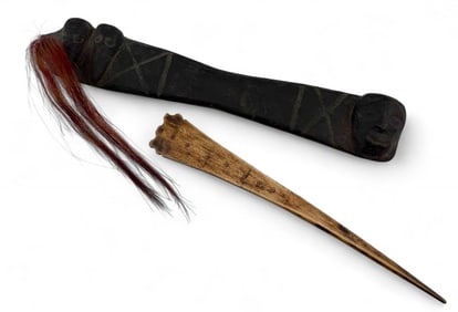 Naga Tribal Indian Carved Ornament & Bone Hair Pin