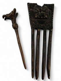 African Bronze Comb & Hairpin