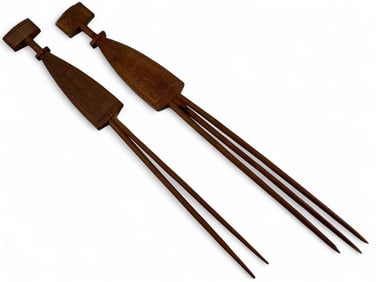 Two Zanzibar Islands Carved Wood Combs, 20th Century