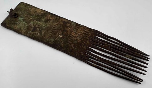 Engraved Bronze Comb, Southern Nigeria
