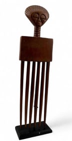 Ghana, Ashanti Tribe, Figural Hair Comb, Early 20th Century