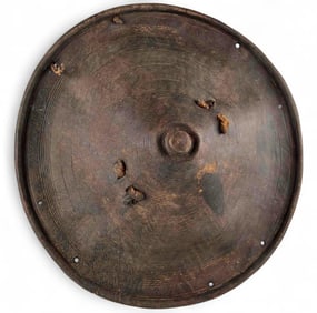 19th Century Ethiopian Embossed Buffalo Hide Shield