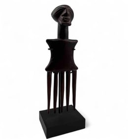Songye, Democratic Republic Of The Congo, Carved Figural Comb