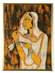 Indian Batik Textile Portrait