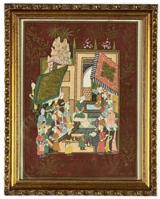 Mughal Court Scene, Gouache On Silk