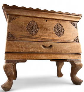 Small Indian Carved Teak Chest: Small Indian Carved Teak Chest. Approximately 17.5W x 15.0H x 11.75D in.