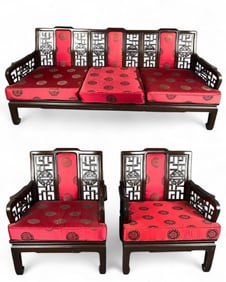 Chinese Rosewood Sofa & Chairs
