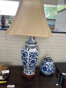 Chinese Blue And White Ginger Jar Mounted As A Lamp & Vase