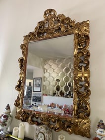 Large Rococo Style Mirror With Beveled Glass