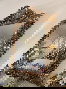 Large Rococo Style Mirror With Beveled Glass: Large Rococo style mirror with beveled glass. No shipping available on this lot. local pickup only.