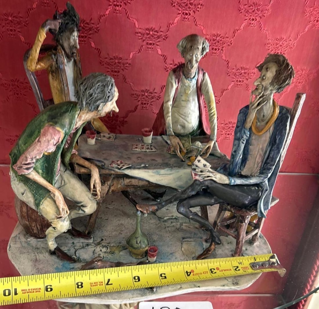 Toni Moretto (Italian, 1929-2011) Ceramic Sculpture, Poker Game (1 of 1)