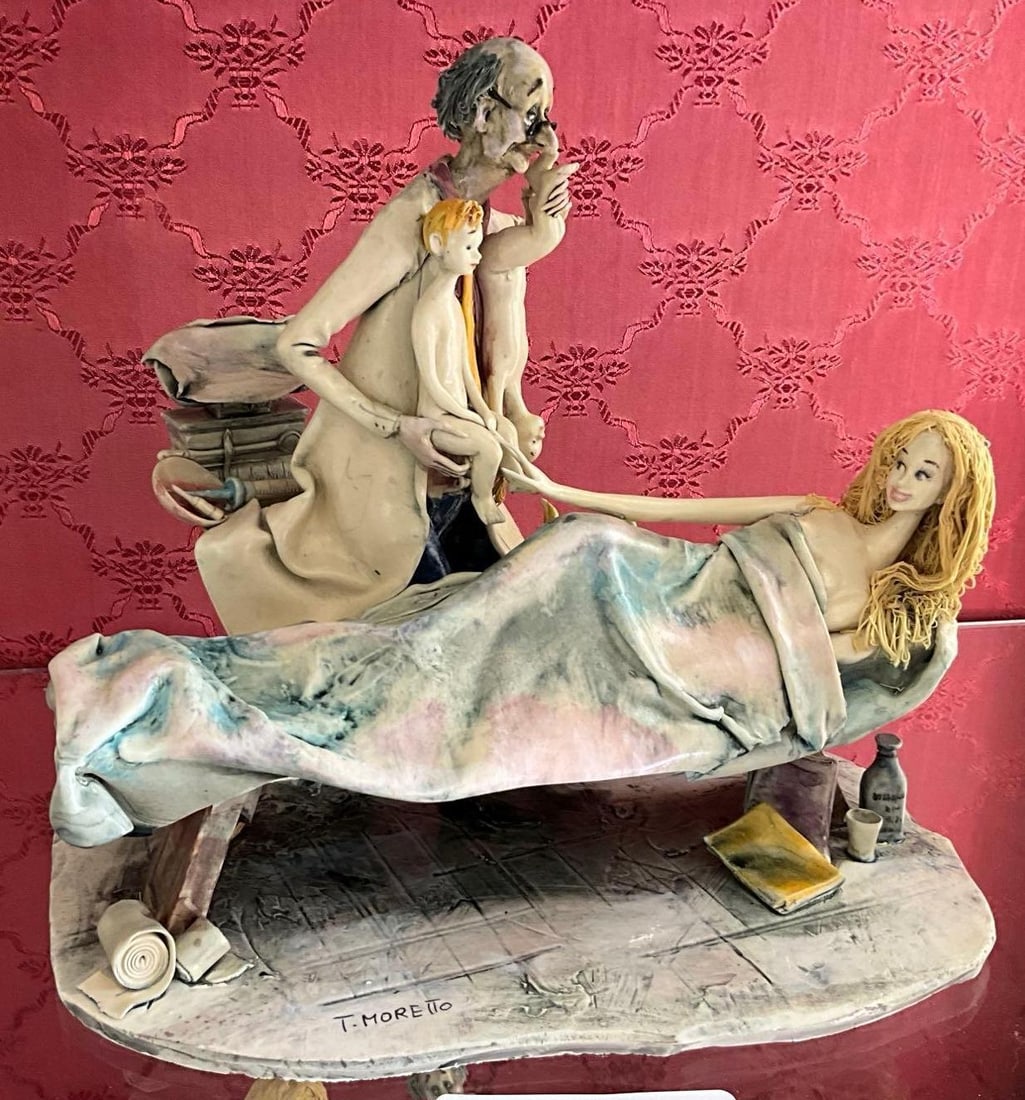 Toni Moretto (Italian, 1929-2011) Ceramic Sculpture, Doctor With Twins (1 of 3)