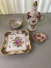 Four Pieces Of Dresden Porcelain