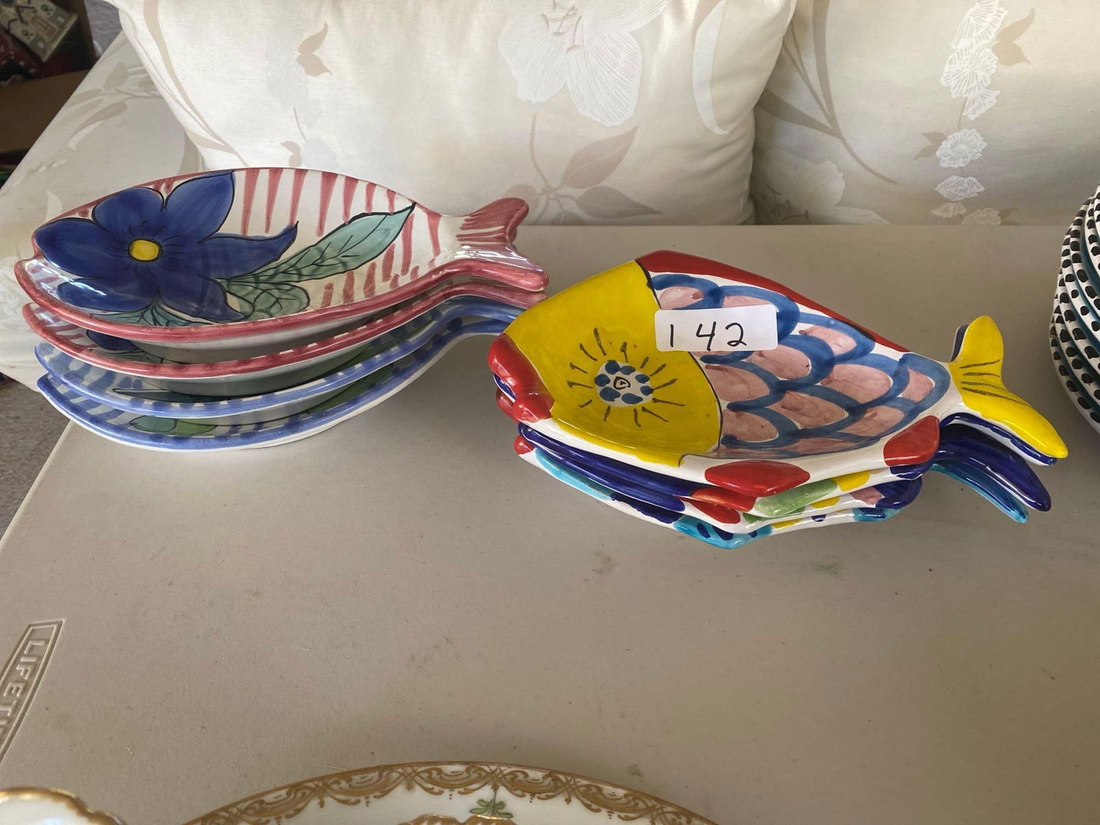 Italian Hand Painted Pottery Fish Plates (1 of 5)