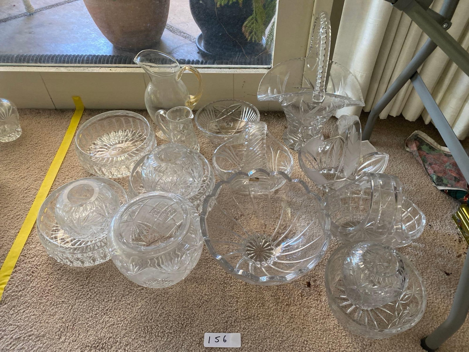 Crystal & Glassware Including Baskets, Bowls, & Pitchers: Crystal & glassware including baskets, bowls, & pitchers.