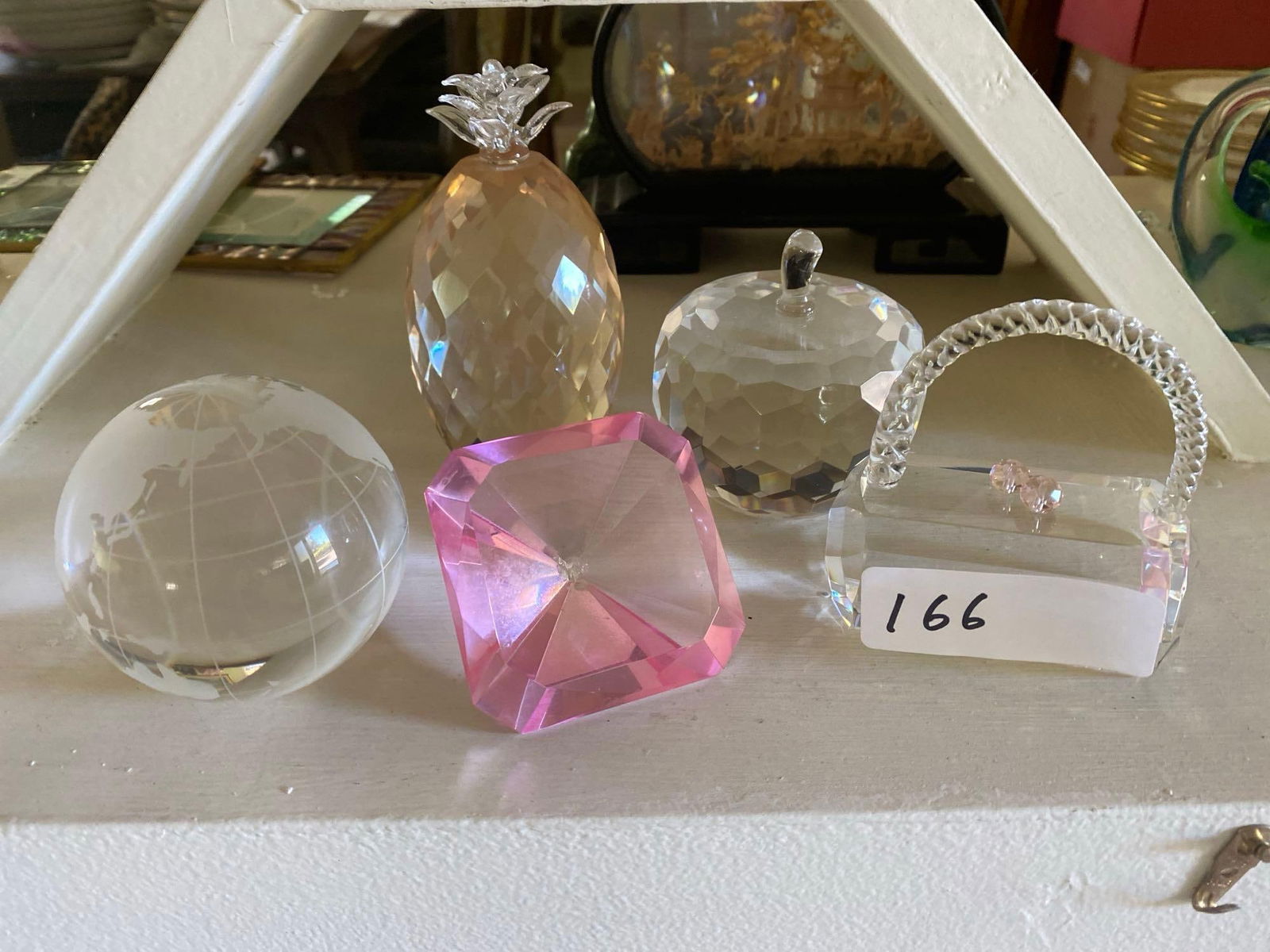 Grouping Of Crystal Items Including A Signed Art Glass Globe (1 of 2)