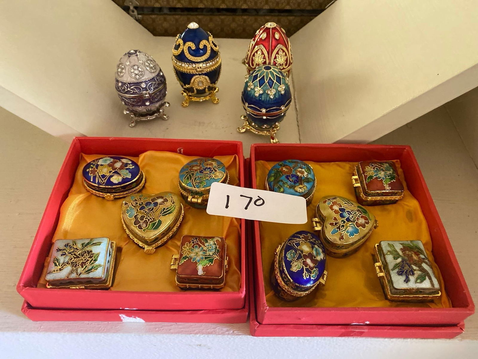 Grouping Of Enamel And Cloisonne Boxes: Grouping of enamel and cloisonne boxes