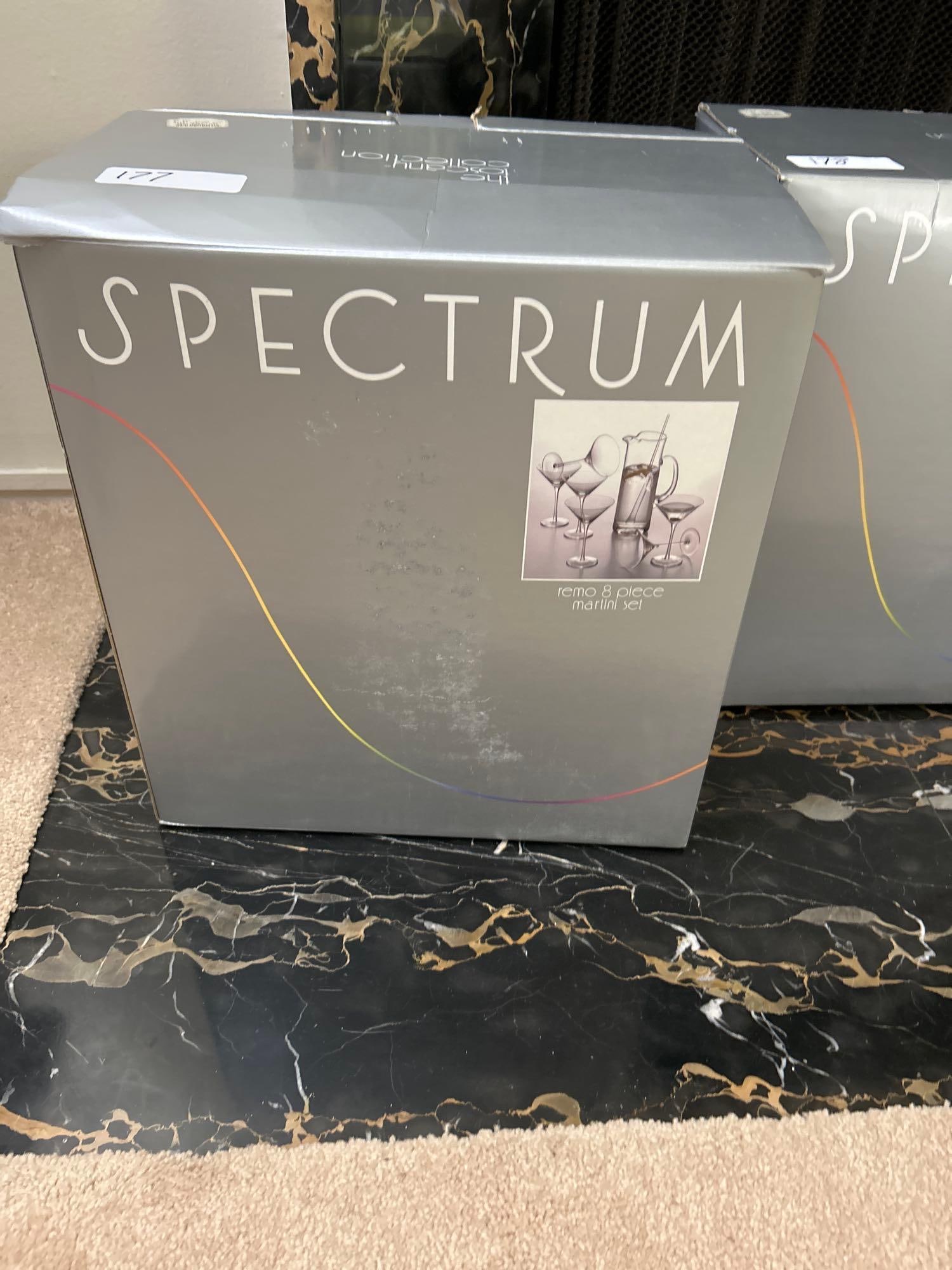 Spectrum Eight Piece Glass Martini Set: Spectrum eight piece glass martini set.