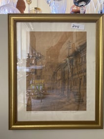 Street Scene Etching, Pencil Signed