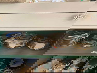 Top Shelf Of Porcelain Plates, Royal Worcester, Edgerton, And Crown Stanfordshire