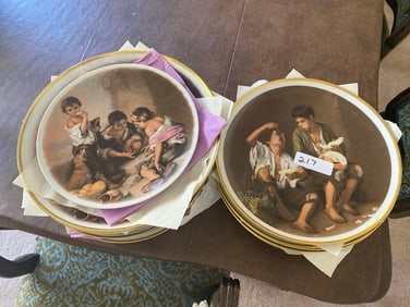Kuba, Jwk Bavaria Porcelain Plates With Various Scenes. One Bareuther Plate