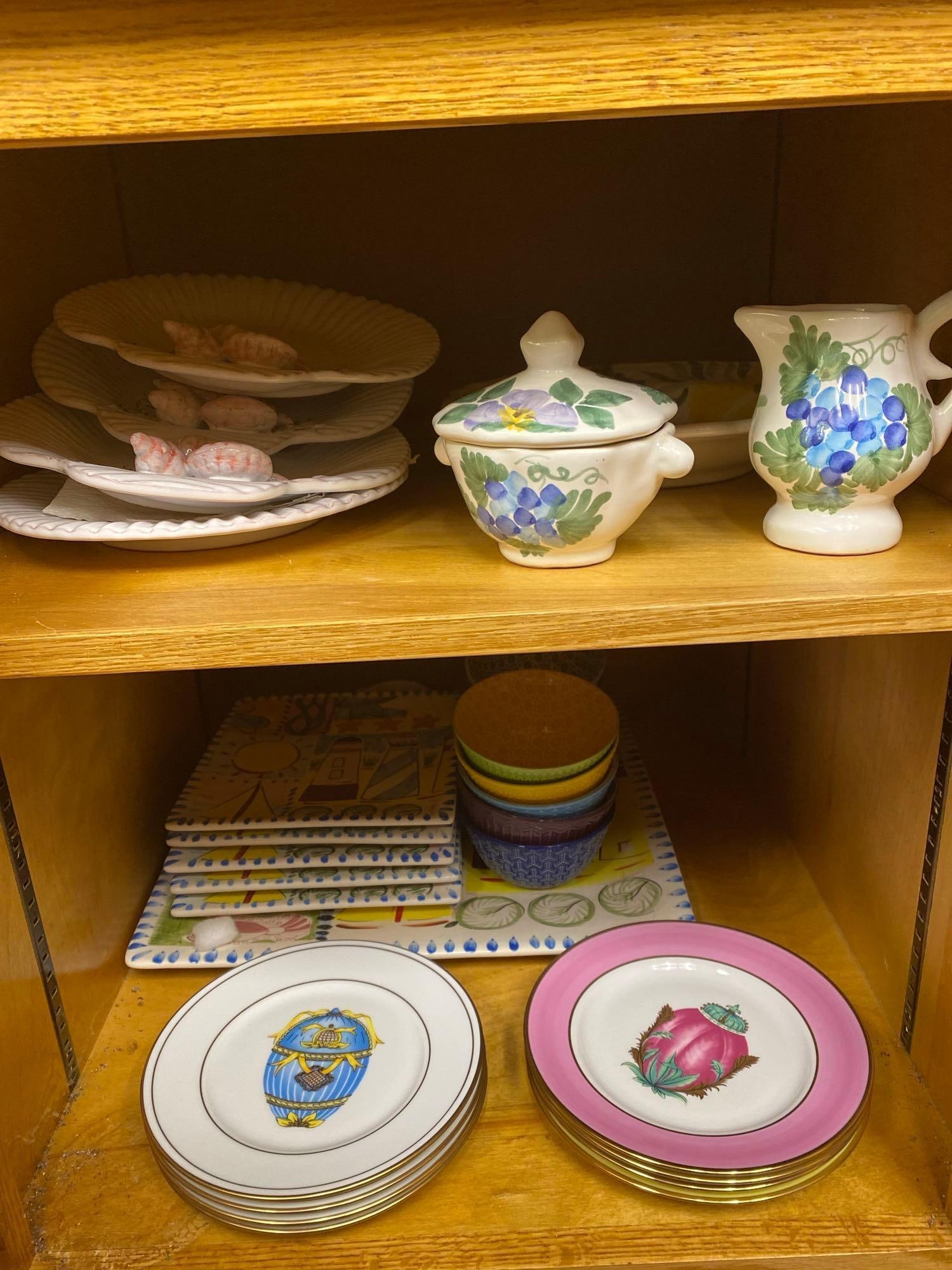 Faberge Egg Pattern Plates, And Other Tableware: Faberge Egg pattern plates, and other tableware.
