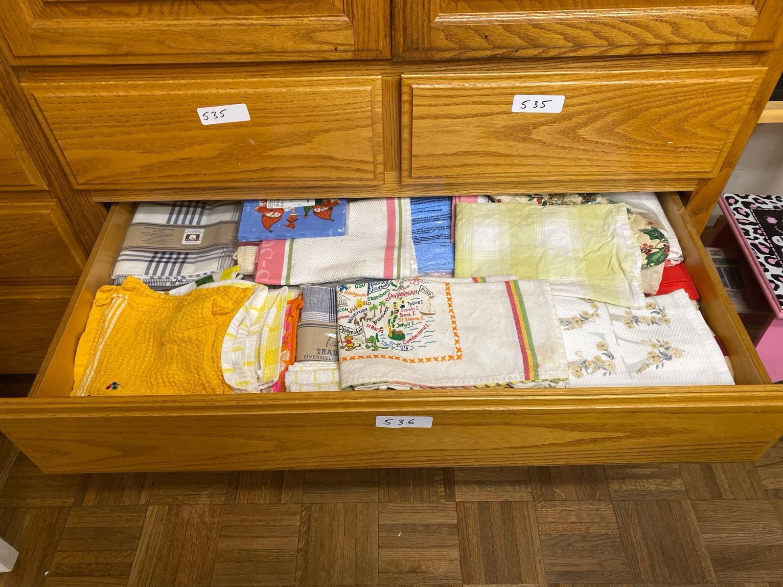 Drawer Of Dish Towels: Drawer of Dish Towels.