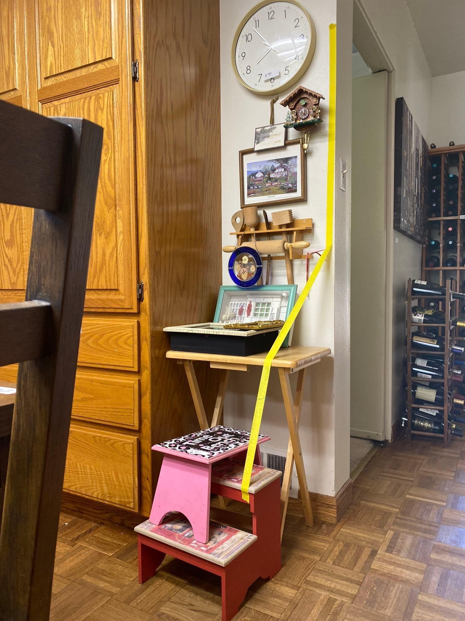Miscellaneous Decor, Two Step Stools. Tv Tray Table, Framed Art And Clocks (1 of 5)
