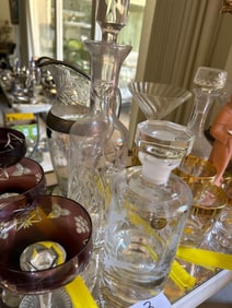 Crystal Decanters With Silver Overlay Pitcher