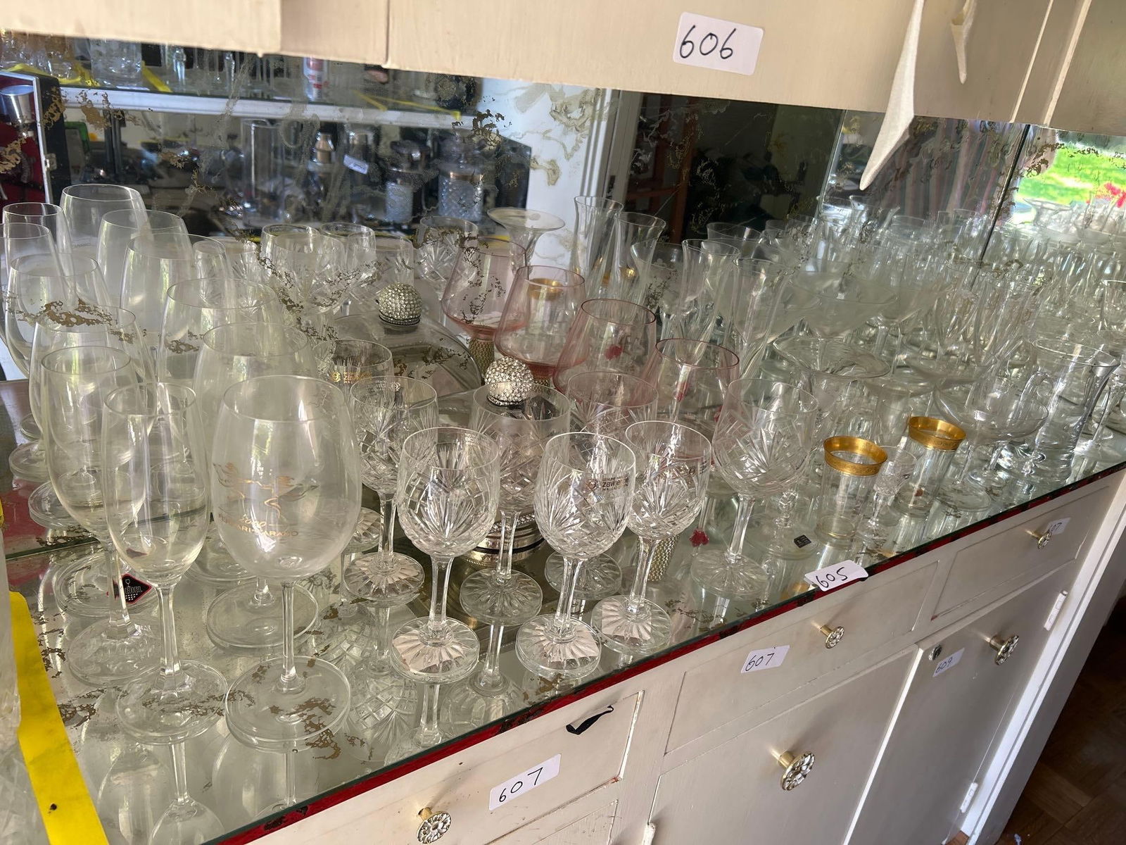 Large Grouping Of Crystal And Glass Barware: Large grouping of crystal and glass barware.