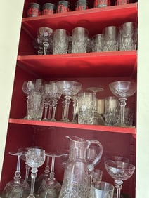 Very Large Set Of Etched Crystal Tableware