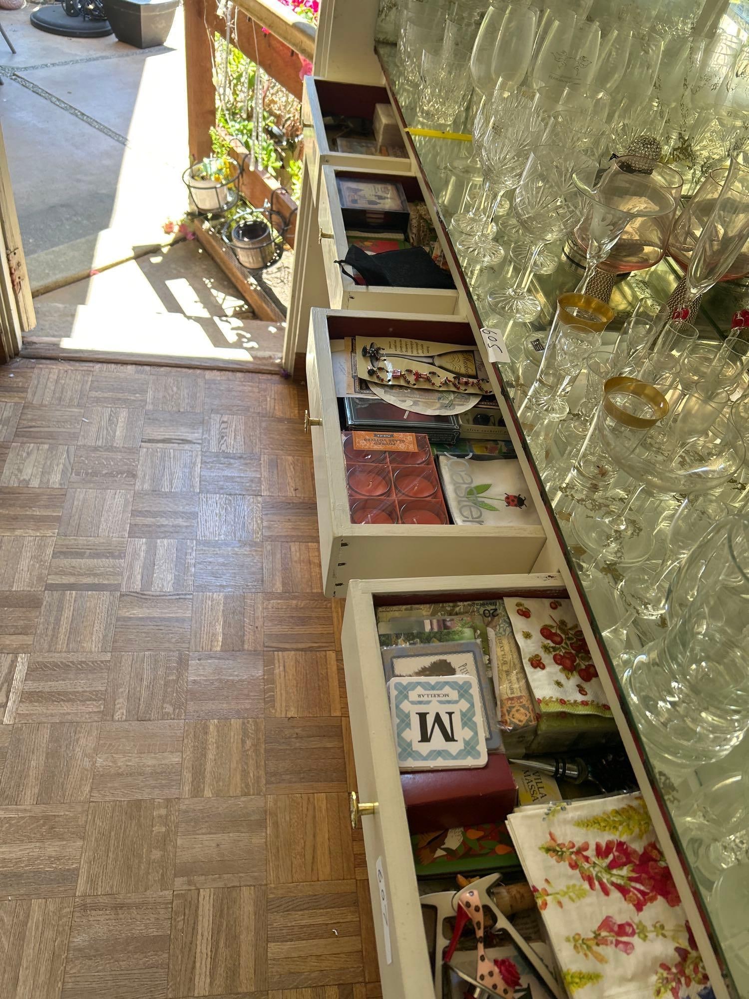 Four Drawers Of Barware, Napkins, And More: four drawers of barware, napkins, and more