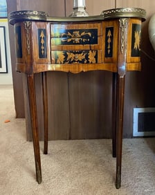 Pair Of Louis XV Style Inlaid Gilt Metal Site Tables