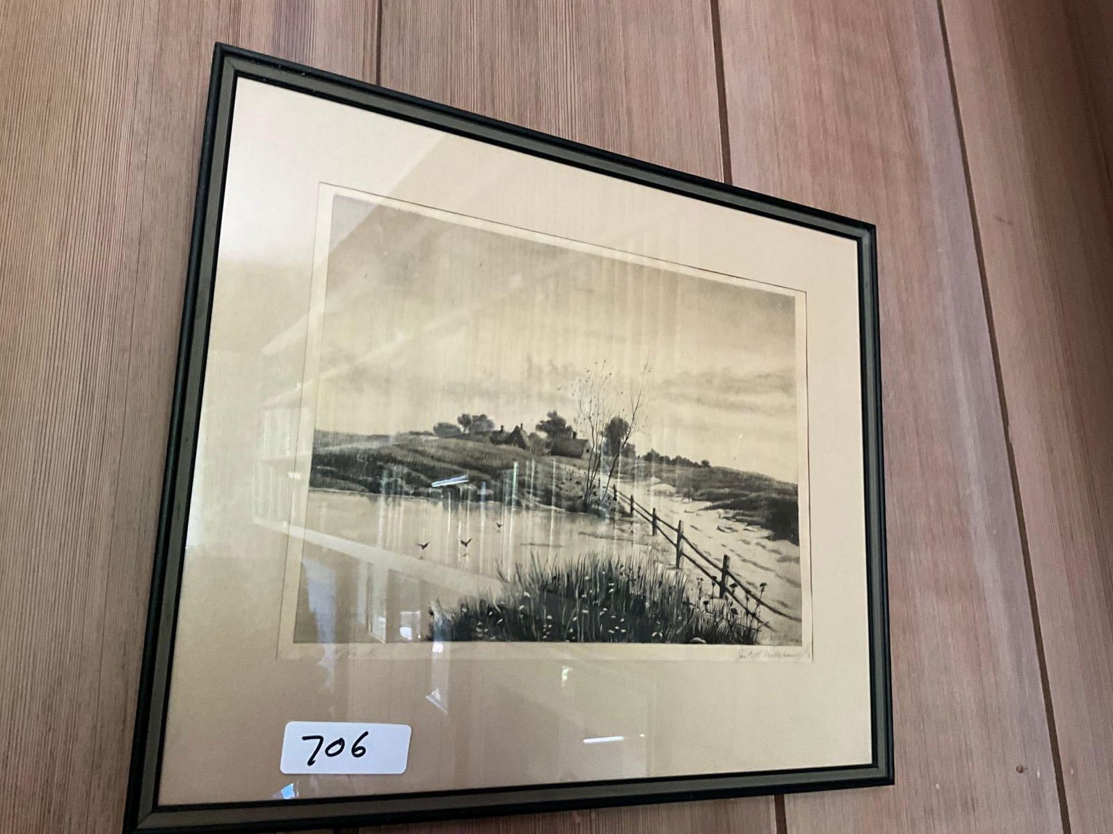 Country Scene Etching: Country scene etching.