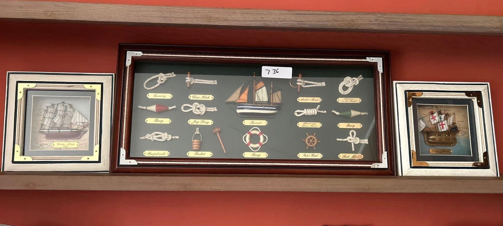 Three Nautical Themed Art Pieces To Include Half Hull Ships (1 of 5)