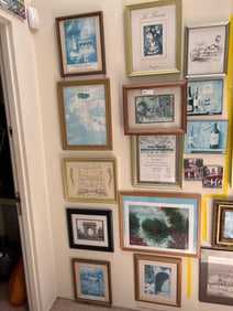15 Frames With Various Prints And Art Including Anton Peck Paper Cutout.