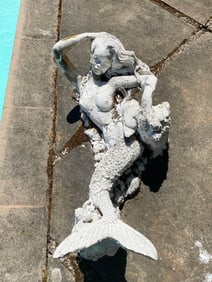 Large Poolside Reinforced Plaster Mermaid.