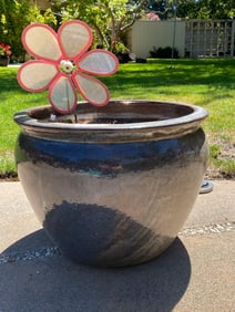 Large Ceramic Blue Gray Pot.