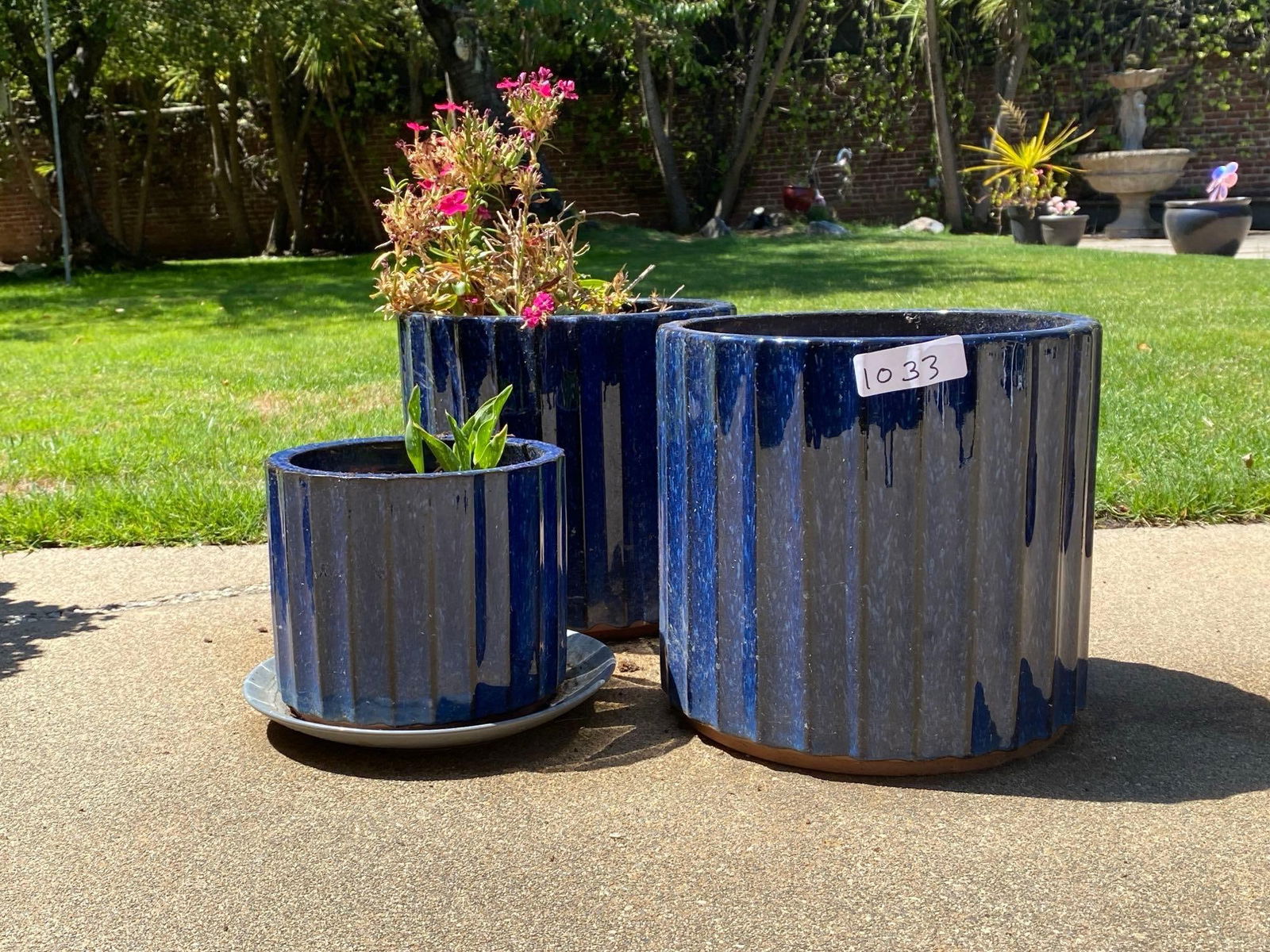 Three Cobalt Blue Ceramic Pots (1 of 2)