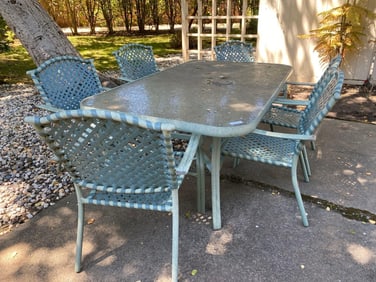 Glass Top Garden Table With Six Chairs