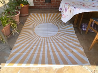 Two Outdoor Yellow And White Mats