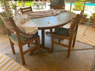 Wooden Table, 4 Chairs