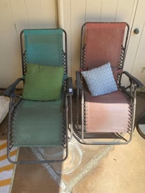 Green And Red Reclining Outdoor Lounge Chairs