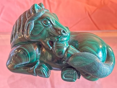 Chinese Hand Carved Malachite Horse