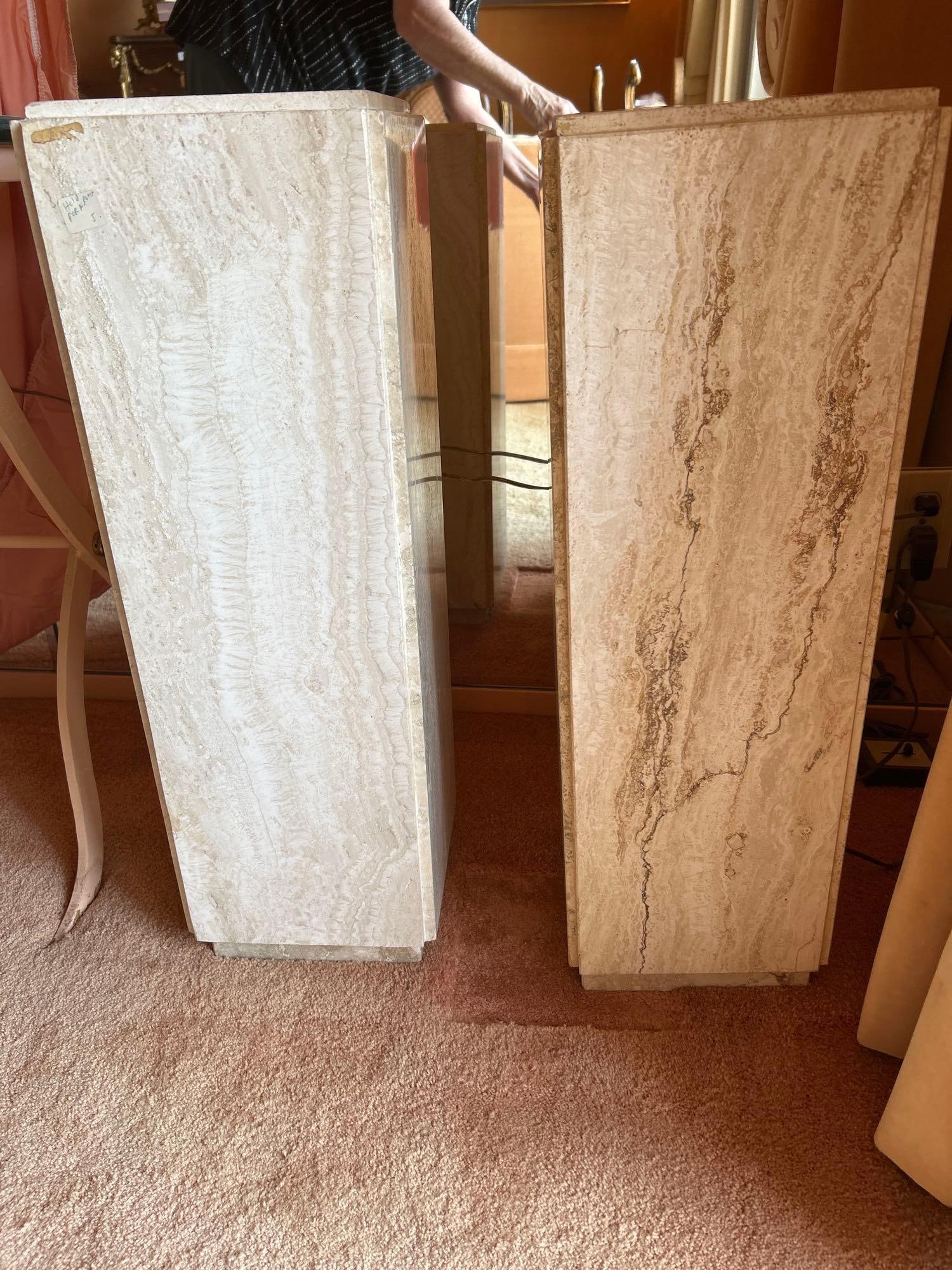 Pair Of Travertine Pedestals (1 of 4)